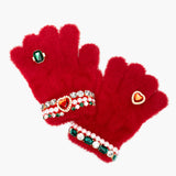 Ruby Red Jeweled Gloves