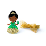 Cute Doll w/ Gold Dress & Bow Clip