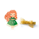 Cute Doll w/ Green Dress & Bow Clip