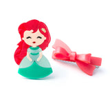 Cute Doll w/ Red Hair & Bow Clips