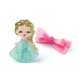 Cute Doll w/ Gold Hair & Bow Clips