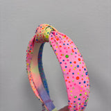 Neon Tie Dye Jewel Knot Headband
