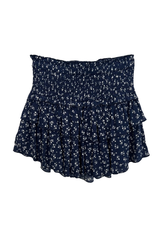 Navy skirt with white floral pattern