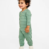 Campbell Romper in Sage Stripe