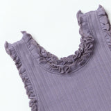 Joy Ruffle Ribbed Tank- Purple