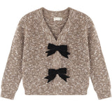 Bow Cardigan- Heathered Stone