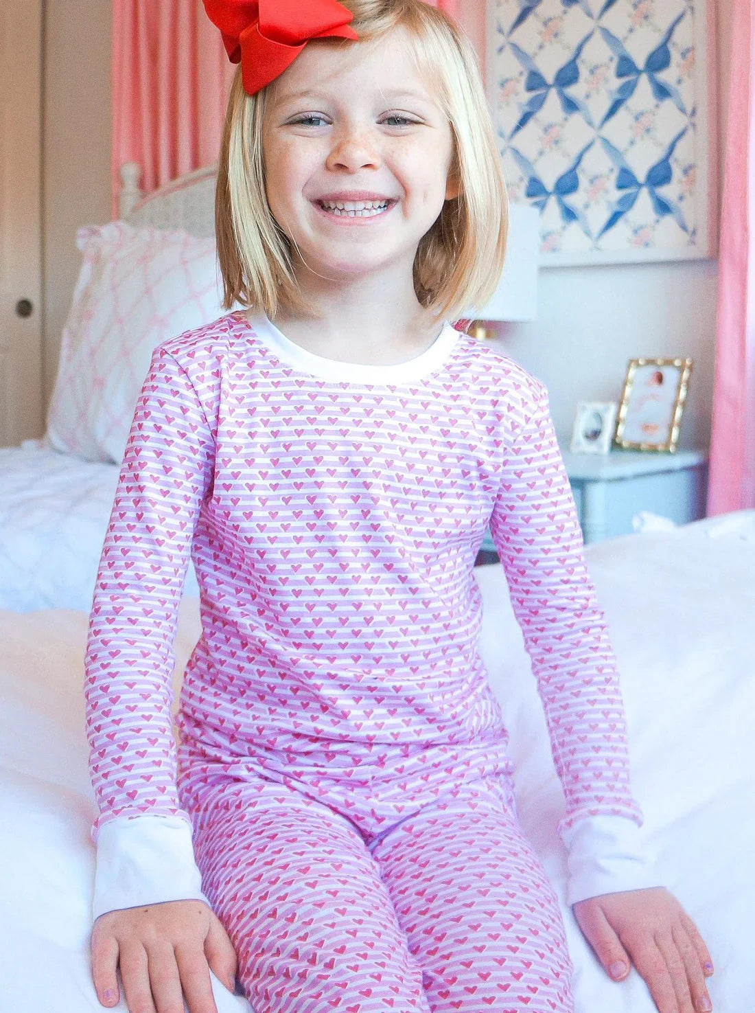 Girl wearing Sailor Hearts PJs