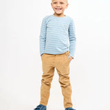 Edward Long Sleeve Shirt in Dusty Blue Strip