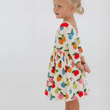 Colorful Apples 3/4 Sleeve Twirl Dress