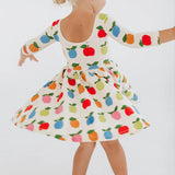 Colorful Apples 3/4 Sleeve Twirl Dress