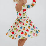 Colorful Apples 3/4 Sleeve Twirl Dress