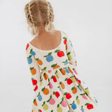 Colorful Apples 3/4 Sleeve Twirl Dress