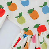 Colorful Apples 3/4 Sleeve Twirl Dress