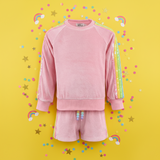 Pink Rainbow Sequin Stripe Short Set