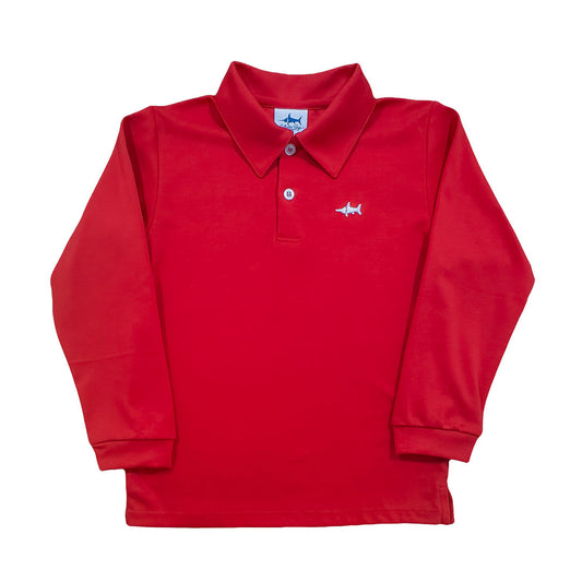 Signature long sleeved polo- Red