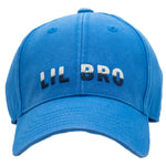 Blue hat with lil bro writing