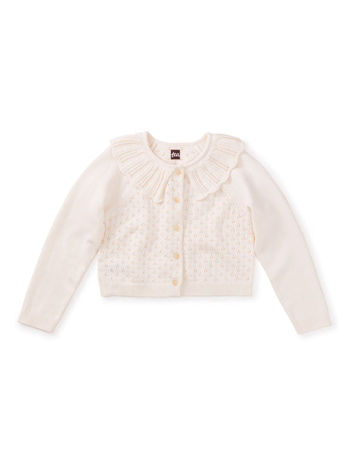 Collared Pointelle Cardigan