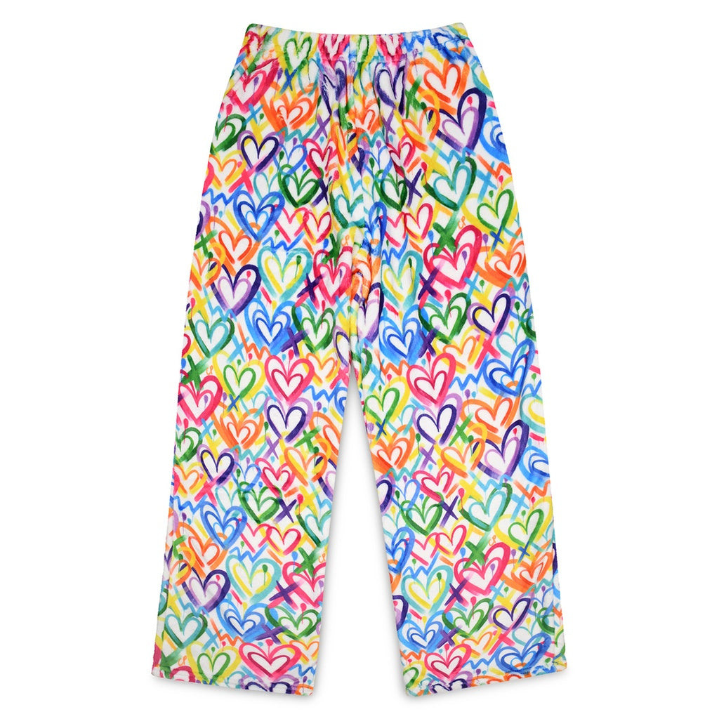 Multicolored heart plush pants