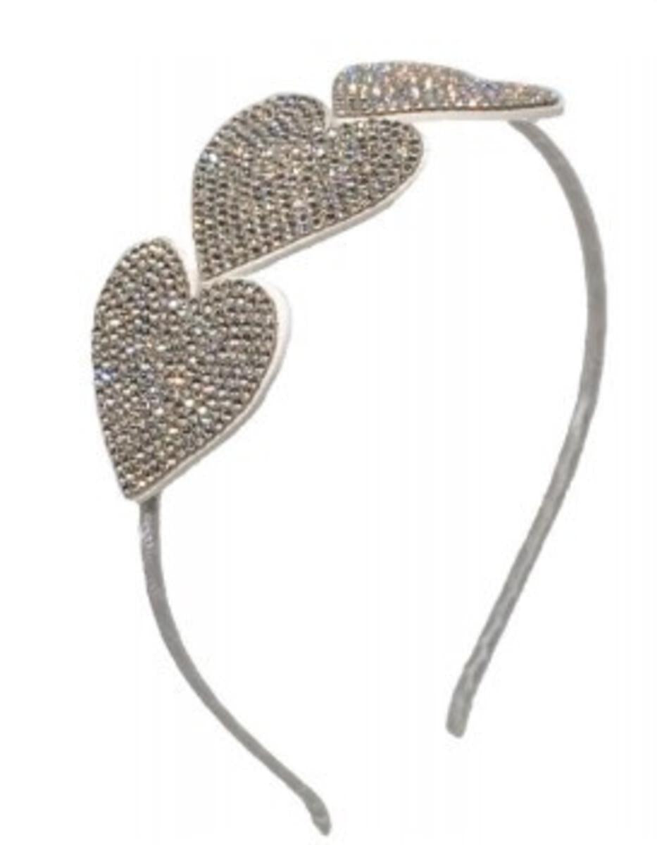 silver heart crystal headband 