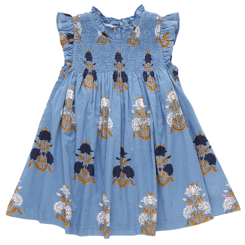 Stevie Dress in blue flowerette 