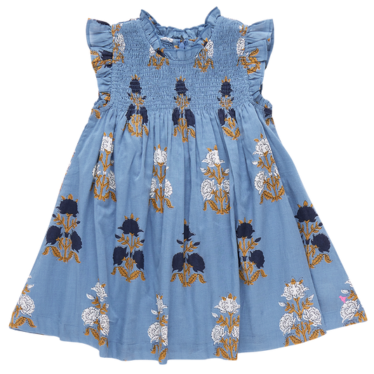 Stevie Dress in blue flowerette 