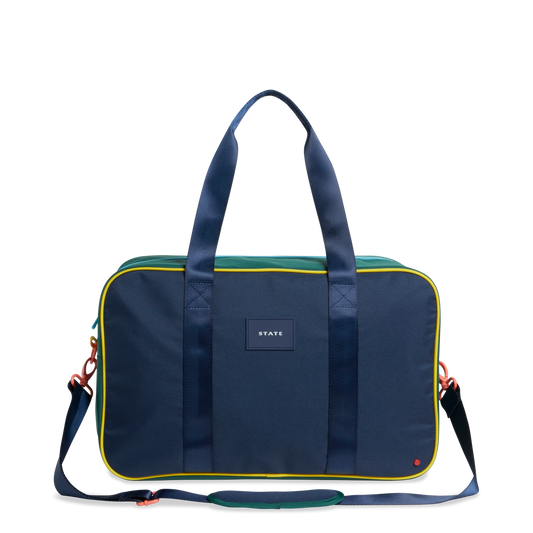 Rockaway Duffle in Navy Green Block