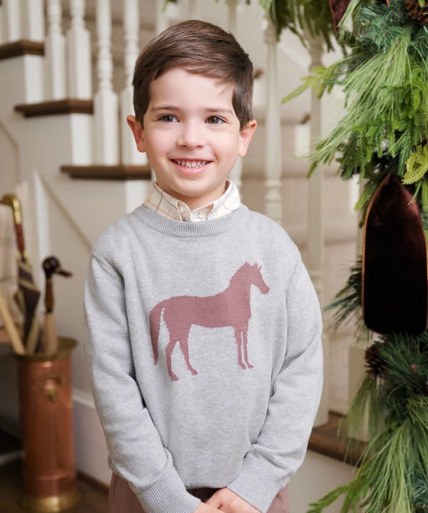 Isaac's Intarsia Sweater - Grantley Gray with Horse