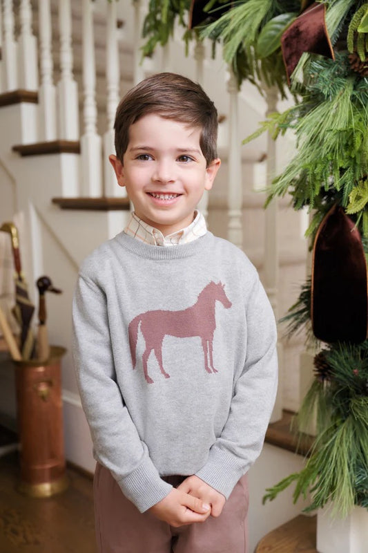 Isaac's Intarsia Sweater - Grantley Gray with Horse