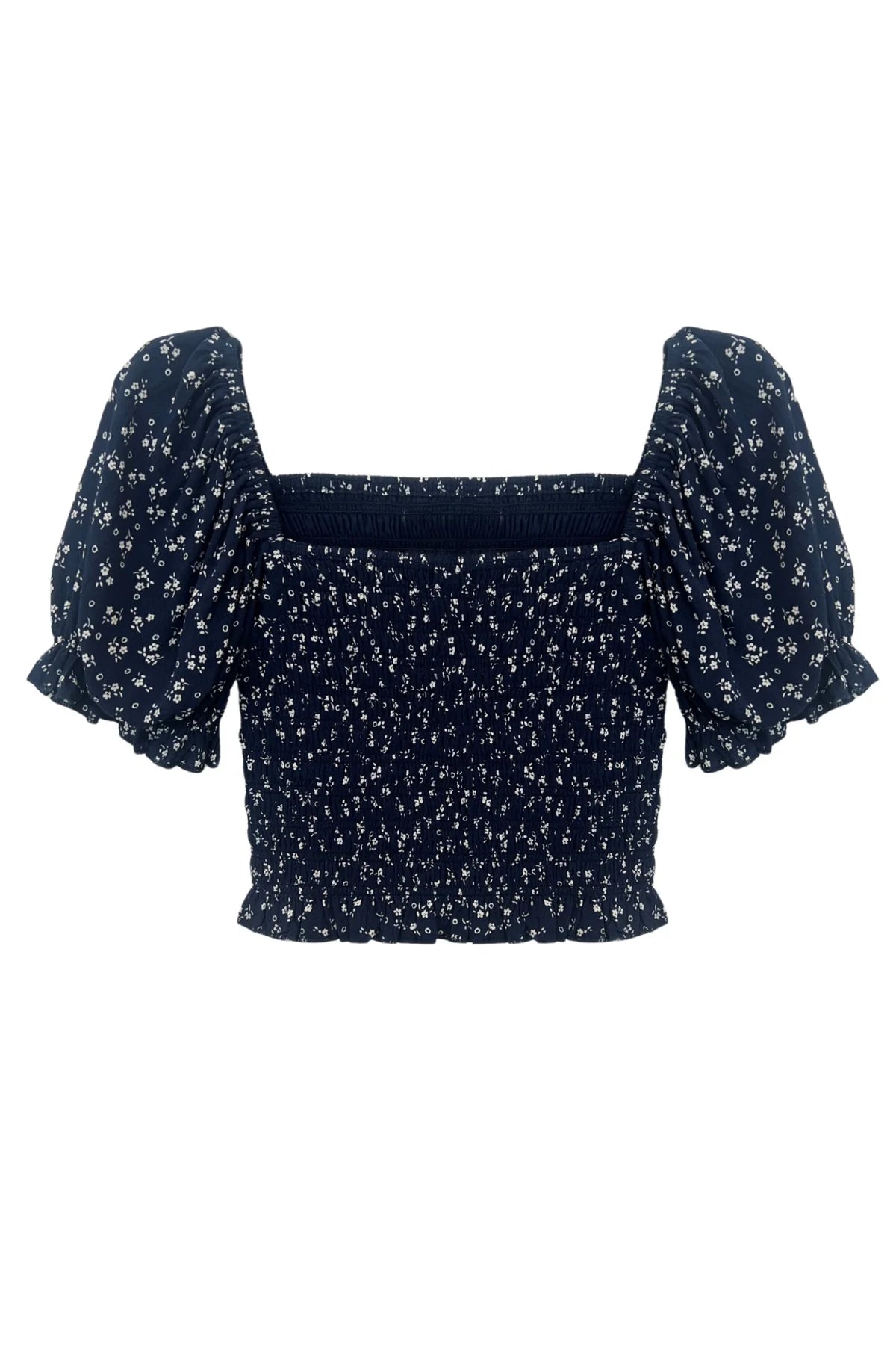 Cropped Navy shirt with white floral