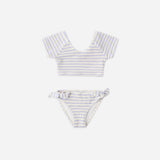 2 piece Cropped Rash Guard Periwinkle Stripe