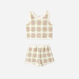 Crochet Tank Set in Citron Daisy Check