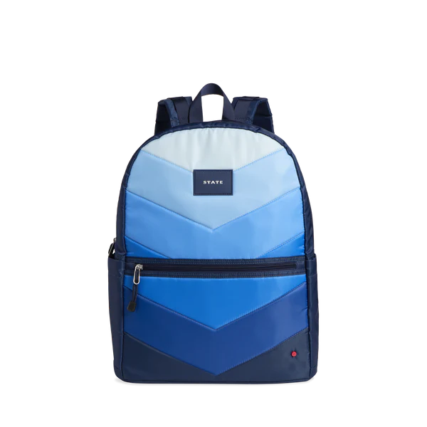 Blue Chevron Puffer Backpack