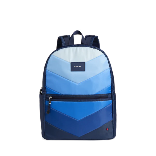 Blue Chevron Puffer Backpack