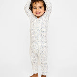 Ziggy Zip Romper in Blue ABCs
