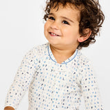 Ziggy Zip Romper in Blue ABCs