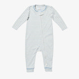 Dusty Blue Romper in Mini Stripe