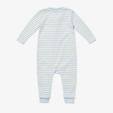 Dusty Blue Romper in Mini Stripe