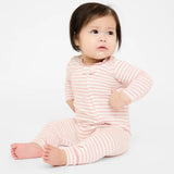 Dusty Rose Romper in Mini Stripe
