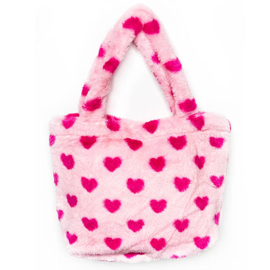 Pink Fuschia Heart Fur Bag