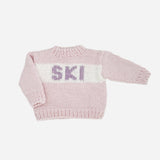 Ski Sweater, Baby Pink Kids Christmas Holiday Cardigan