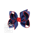 Crochet Edge Bows (Red & Navy)