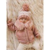 Fur Collar Rosy Cardigan Sweater