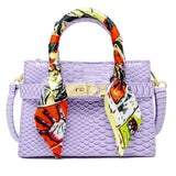 Lavendar Crocodile Scarf Handbag