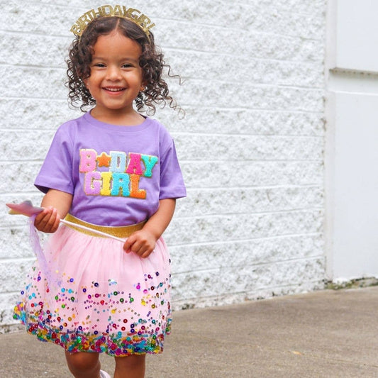 Lavender Birthday Girl Patch Short Sleeve T-Shirt