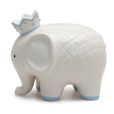 White With Blue Elephant Bank