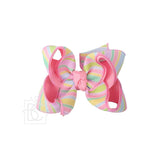 Pastel Striped Layered Bow on Alligator Clip