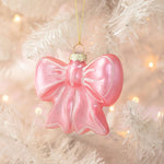 Pretty Pink Bow Glass Christmas Ornament