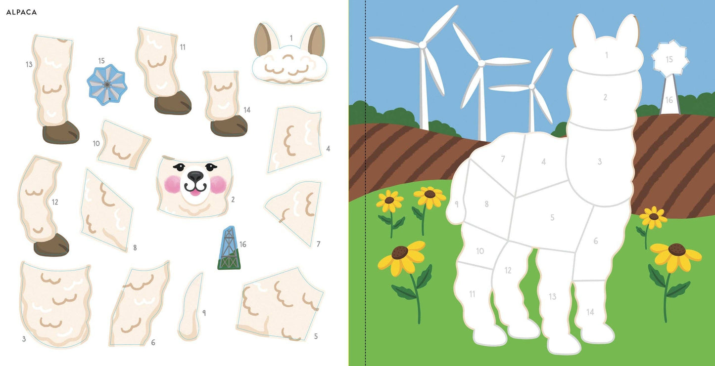 Farm Animal Color-By-Sticker Book