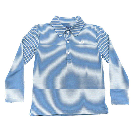 Banks Performance LS Polo - Blue/White Stripe - Après NJ