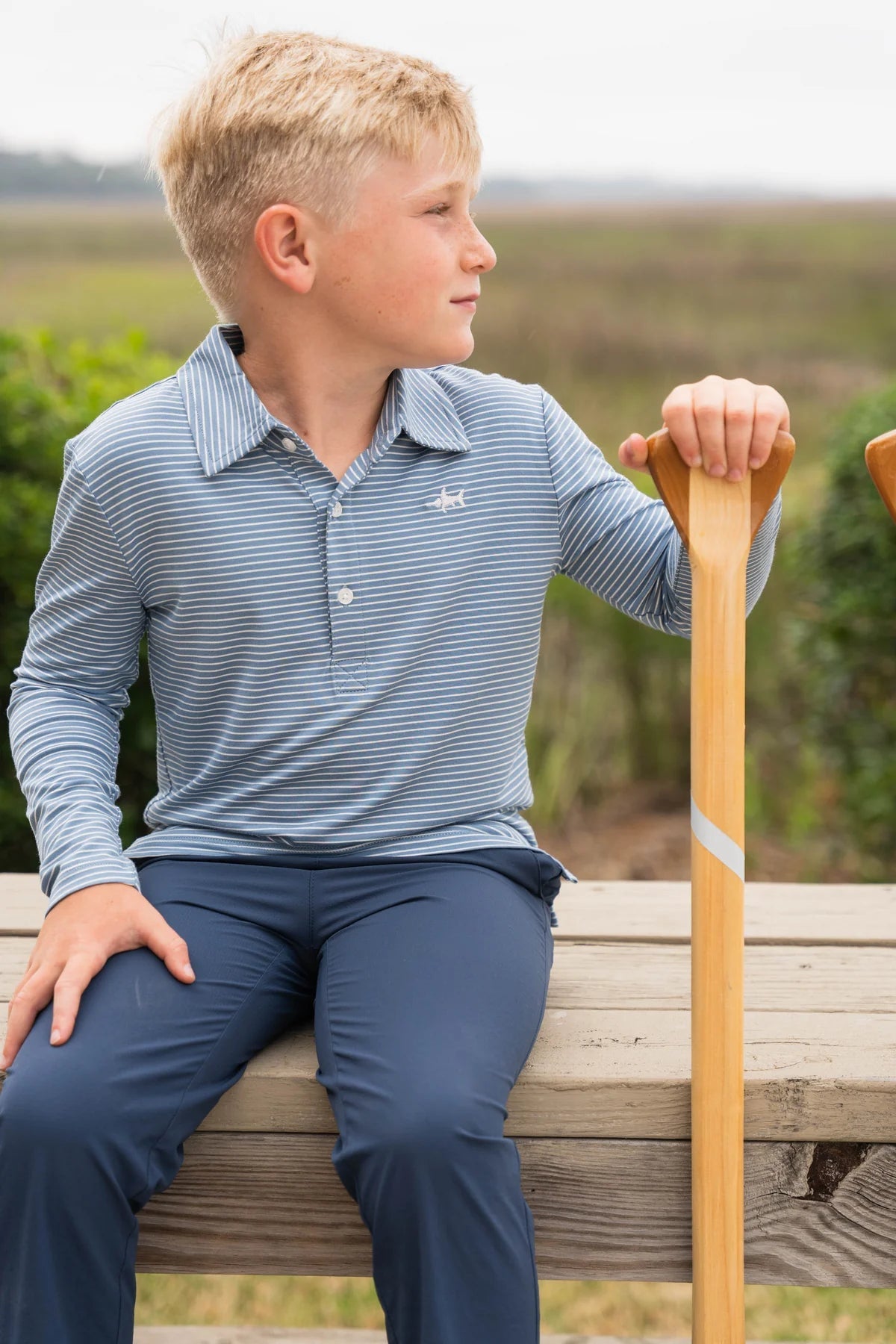 Banks Performance LS Polo - Blue/White Stripe - Après NJ